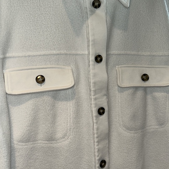 White Soft Button Down Shacket Medium - Picture 3 of 8